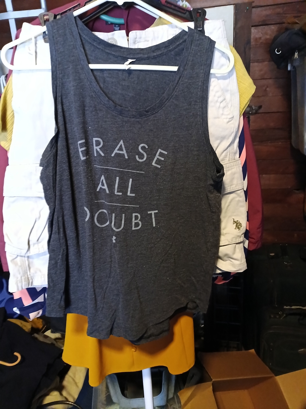 Under Armour Women’s Dark Gray Graphic Tank - "Erase All Doubt"